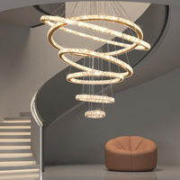 Circulaire cristal escalier suspension luxe villa appartement escalier pendentif lumière salon moderne suspension