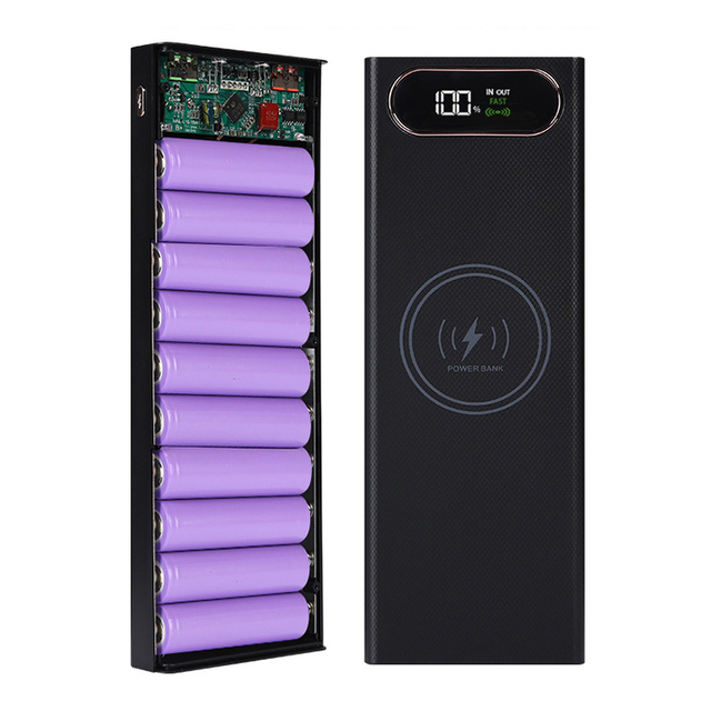 Power Bank Case 10*18650 Battery Box Mobile Phone USB Type C 5v Fast Charger Battery Holder Storage Box 22.5W QC3.0