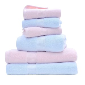 Serviettes de bain en pur coton 70x140cm, couleur unie, absorbantes, qualité cadeau, bleu et rose, serviettes rectangulaires - Product Image 1