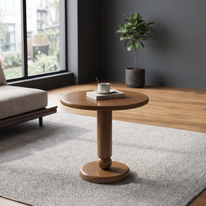 Modern Round Wood Coffee <b>Table</b> Minimalist Design Living Room Furniture Handmade <b>Side</b> <b>Table</b> - Product Image 3