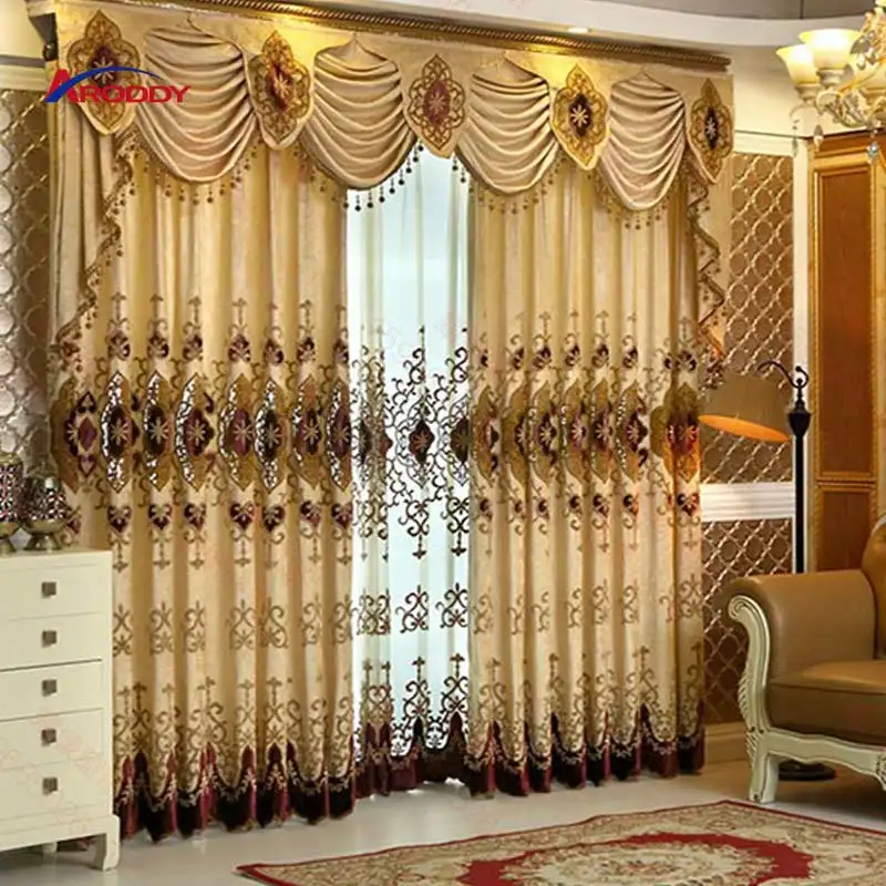 ARODDY Wholesale Blackout Window Curtains Metal Curtain Rod Set Living Room Luxury Metal Roman Curtains Pole