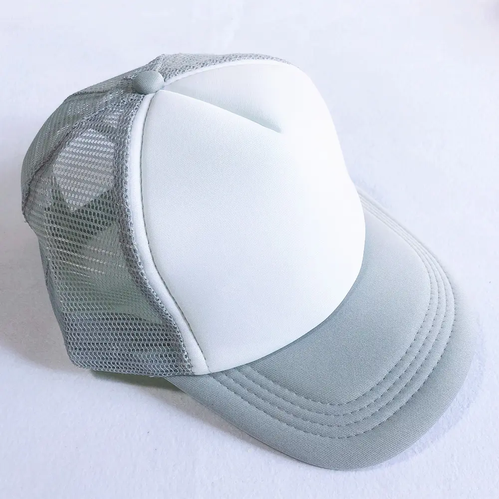 2020ว่างเปล่าที่กำหนดเองหมวกผ้าฝ้ายตาข่ายสุทธิโฟม Trucker หมวกและหมวกในสีเทาสีขาว