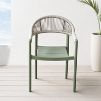 Fauteuil de jardin moderne en corde tressée, chaise de salle à manger d'extérieur pour petit balcon, terrasse, cour, café, empilable