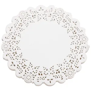 7.5英寸圆形优雅白色蕾丝小垫150包圆点-婚礼、派对工艺品和家居装饰一次性餐垫
