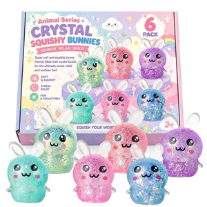 Juguetes de Conejito de Cristal Blandos y Sensoriales, Paquete de 6, Juguetes Antiestrés, Lindos Conejos Brillantes para Apretar, Set de Regalo para Niños - Product Image 1