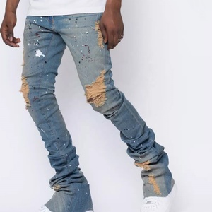Pantalones Vaqueros Acampanados con Lavado Ácido, Diseño Personalizado OEM, Estilo Vintage, Rotos y Desgastados, Tipo Cargo para Hombre - Product Image 4