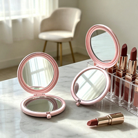 Miroir de maquillage pliable en métal, mini, de voyage, avec logo personnalisé, impression UV, technique de moulage sous pression, cadeaux promotionnels