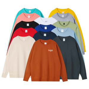 Custom Logo Crew Neck <b>Sweatshirt</b> Solid Color Long Sleeve Pullover Anti Pilling Blank Casual Top - Product Image 1
