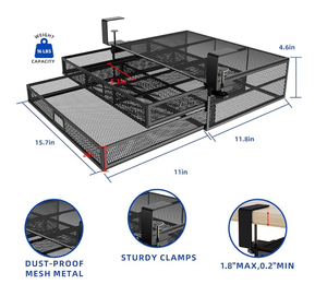 منظم أدراج تحت المكتب بدون حفر، حاوية تخزين معدنية تحت المكتب، درجين منزلقين للخزانة - Product Image 3
