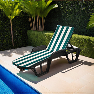Cuscino per lettino prendisole da esterno a righe bianche/verdi 58x171cm per mobili da giardino e patio - Product Image 6