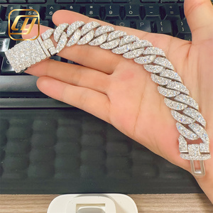 <b>Iced</b> <b>Out</b> Moissanite 16mm 925 Sterling Silver VVS Moissanite Diamond Cuban Link <b>Chain</b> Hip Hop Jewelry Bracelet Cuban Link - Product Image 3