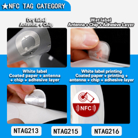 Échantillon gratuit 14443a 13.56mhz Rfid étiquette intelligente Ntag213/ntag215/ntag216 Nfc étiquette/étiquette/autocollant