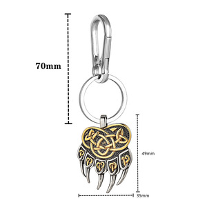 Porte-clés Viking Celtic Patte d'Ours en Alliage de Zinc, Pendentif Métallique Unisexe, Breloque Cadeau Thème Animal - Product Image 4
