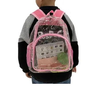 Customised Cute Schoolbag Backpacks Transparent Clear Pvc Bag Shoulder Bagpack Pink Mini School Bags for Kids