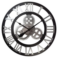 Jam Dinding Gantung 60cm Besar Bahan MDF Quartz dengan Dial 3D dan Gerakan Senyap untuk Dekorasi Industrial Loft Cafe Hotel