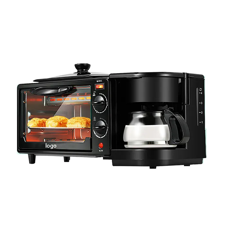 トーストオーブンコーヒーポットフライパン付き3in1多機能朝食メーカーマシン3in1朝食メーカー