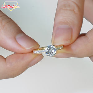 Anillo de Compromiso de Lujo Personalizado, Certificado por GRA, Oro Amarillo de 10k, 14k, 18k, Engaste de Puntas, Corte Brillante, Anillo de Moissanita de 1-5 Quilates para Fiesta - Product Image 5