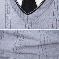 Gilet en tricot épais à col en V pour homme, coupe classique, style décontracté chic, idéal pour l'automne et l'hiver