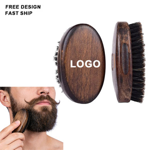 Custom logo Natural Wooden Boar Bristle Brush <b>Hair</b> Wooden <b>Mens</b> Portable Beard Cleaning <b>Comb</b> Massage Shaving Shaped Brush - Product Image 1