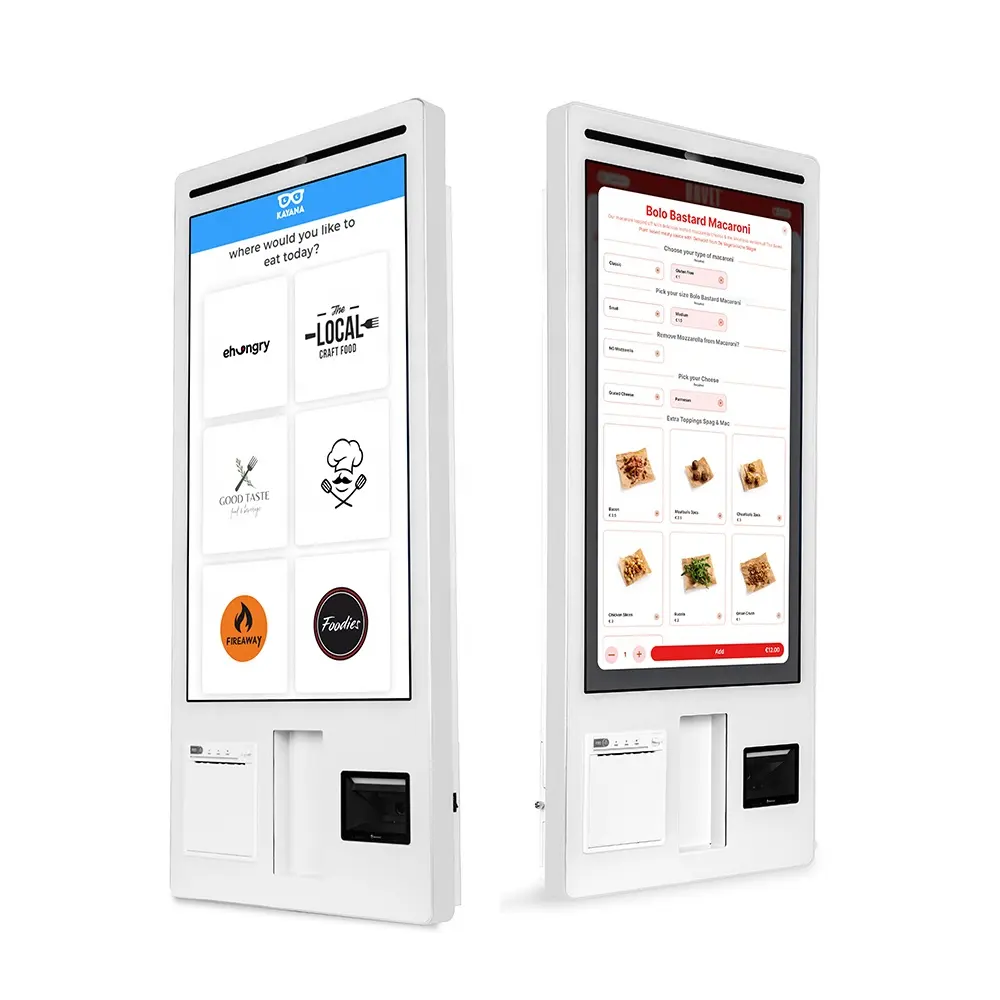Android 11 15.6 inci meja pesanan Restoran tampilan layar sentuh kios pembayaran mandiri dengan pemindai kode batang printer