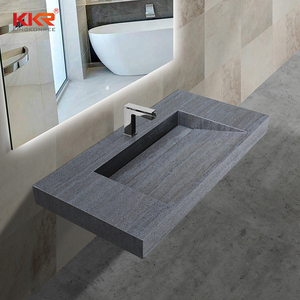 Moderno lavabo in marmo a parete con superficie solida in pietra artificiale lavello in resina con scolapiatti <span class=keywords><strong>per</strong></span> bagni dell'hotel - Product Image 3