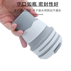 Silicone Folding Water Cup Gray Portable Compact Retractable Heat Resistant Travel Use - Product Image 1