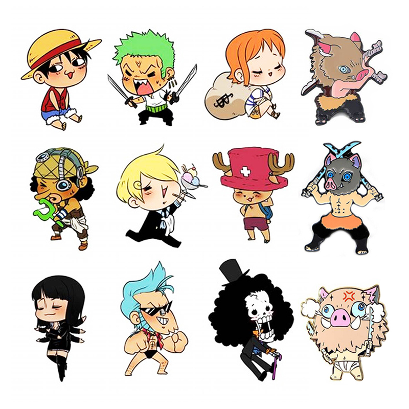 Custom design metal cute cartoon character collar lapel pin badge hard enamel japanese anime demon slayer enamel pin