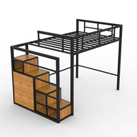 Lit mezzanine en métal personnalisé avec bureau, lit mezzanine en métal pour adulte avec rangement, escalier pour auberge, appartement, dortoir