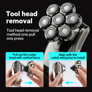 Kit de toilettage électrique DIY 7 têtes, <span class=keywords><strong>tondeuse</strong></span> à barbe et rasoir anti-calvitie avec écran numérique rechargeable - Product Image 2