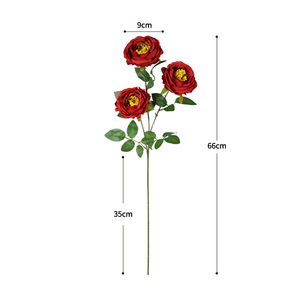Rose artificielle Dongchen Crafts à tige unique, 3 têtes, en soie polyester, pour décoration de bureau ou de mariage - Product Image 5