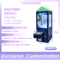 Mini machine d'arcade à griffes personnalisable, pour jouets en peluche, à monnayeur, usage intérieur, tension universelle, garantie 1 an, en plastique, vente en gros usine