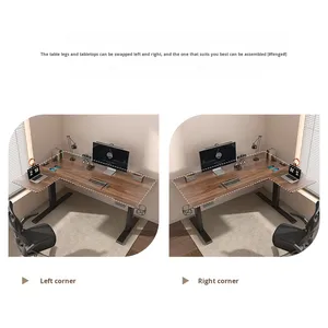 Bureau d'angle moderne en L à double moteur électrique, 1400*1100mm, avec plateau MDF et panneaux interchangeables gauche/droite, pour OEM - Product Image 2