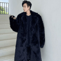 Manteau long en fausse fourrure pour homme, automne/hiver ; Veste matelassée élégante et stylée avec doublure en fausse fourrure de renard, poches intégrées pour rester au chaud