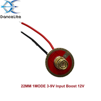 22MM Boost 12V 1500mA Courant de travail 1MODE (marche/arrêt) Entrée 3-9V 55 degrés Température LED Carte pilote pour lampe de poche UV