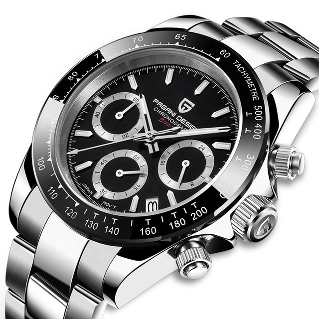 Top Brand PAGANI Design 1644 Men's Sports Sapphire Stainless Steel Chronograph Quartz Watch