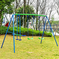 Ensemble de balançoires double multi-stations d'extérieur avec balançoire à glissière pour enfants, pour jardin et cour