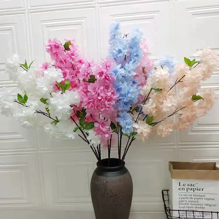 가짜 벚꽃 가지 105cm 인공 사쿠라 꽃 긴 줄기 웨딩 장식