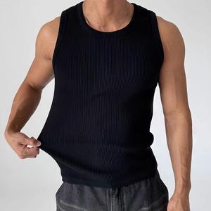 Canotte traspiranti da <span class=keywords><strong>uomo</strong></span> a girocollo di alta qualità in <span class=keywords><strong>cotone</strong></span> traspirante a coste - Product Image 2