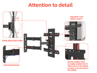 Panel TV Pusat Hiburan Dinding Sederhana 32-60 Inch, Braket Pemasangan TV Dinding Gerak Penuh 360 Derajat, Rotasi Vertikal