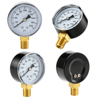 Single Scale Bourdon Tube Pressure Gauge Iron Housing Brass Connections 0-200psi Range 1.6% Accuracy for Air Compressor