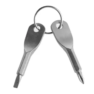 Zilver kleur Outdoor Multifunctionele Pocket Mini Tool Schroevendraaier met Sleutel Roestvrij Sleutelhanger
