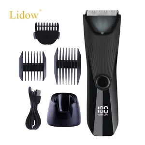 Lidow elektrikli vücut düzeltici ve tıraş makinesi erkekler için kasık saç kesme makinesi LCD göstergesi ile IPX7 kasık saç tıraş makinesi