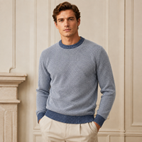 Pull à col rond pour homme en coton BCI 100% - Manches longues - Tricoté - Uni - Certifié BSCI/WRAP