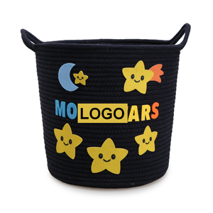 Cesta de Almacenamiento <span class=keywords><strong>Infantil</strong></span> Personalizada, Ecológica, de Cuerda de Algodón Azul Marino, con Diseño de Estrella y <span class=keywords><strong>Cometa</strong></span>, para Organización de Juguetes y Baño - Product Image 1