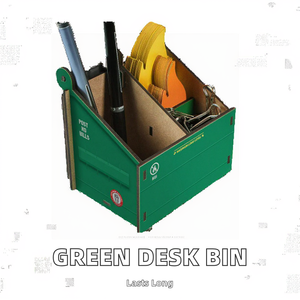 Poubelle de bureau verte au design Art Déco, organisateur de bureau en bois, porte-crayons et stylos, motif nature morte, forme irrégulière, pour enfant/adolescent - Product Image 2