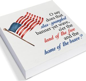Plateau à plusieurs niveaux décor cadre en bois en métal gaufré USA drapeau bloc signe drapeau américain décor de Table pour le quatrième juillet Memorial Day - Product Image 1