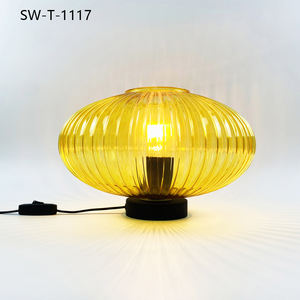 Modern European Hotel Room Table Lamp Decoration <strong>Glass</strong> Led Table Light With Amber Smoky <strong>Lampshade</strong> - Product Image 2