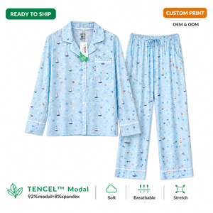 Set di Pigiami per Donna <span class=keywords><strong>in</strong></span> Tencel <span class=keywords><strong>Modal</strong></span> di Alta Qualità, Personalizzabile, Disponibile <span class=keywords><strong>in</strong></span> Stock - Product Image 1