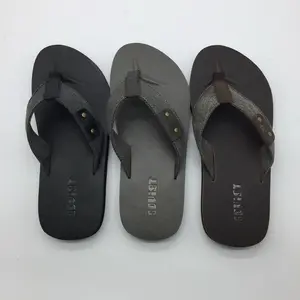 Özel yapılmış logo kaydırağı kanvas üst eva taban flip flop erkek terlik