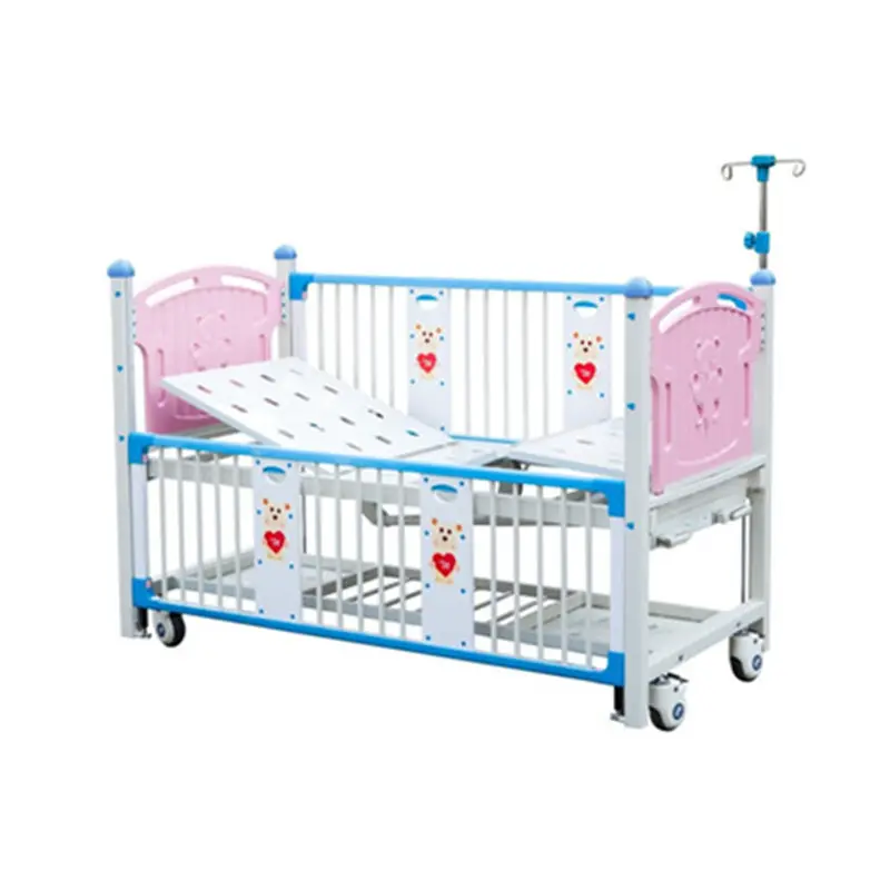 ベビーベッドメーカー可動式子供病院ベッドチャイルドケアベッド2クランク病院小児用ベッドIVスタンド付き